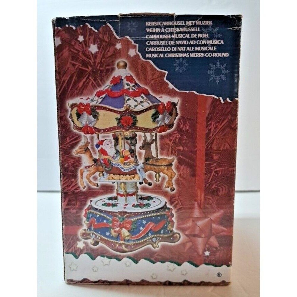 Musical Christmas Merry Go Round 8.5"‎ Carousel by Linea Wind Up Original Box